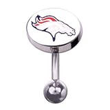 Denver Broncos 316L Stainless Steel Belly Ring - 14G - 3/8 Inch Bar Length - Sold Individually