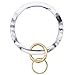 Mwfus Bangle Key Ring Chain Bracelet, Round Silicone Wristlet Keychain Holder for Women Girls(Marble White)