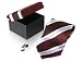 Burgundy Red, Black, & White Matching Silk Tie & Cufflinks in Gift Box