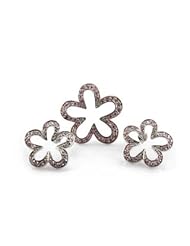 925 Sterling Silver Pink Cz Flower Earrings Pendant Jewelry Sets