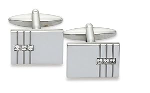 Crystal Rhodium Plated Base Metal Cufflinks, Model 5249