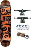 Blind Flannel Skateboard 7.7 Neon Orange w/Mini Logo Wheels