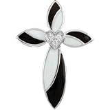 14K White Gold with Black and White Enamel Diamond Cross Pendant 31lNfg2350L. SL160 14K White Gold with Black and White Enamel Diamond Cross Pendant