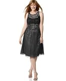 Adrianna Papell Plus Size Short Chiffon Scoop-Neck Beaded Dress