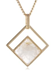 Kelly Wearstler Hudson 18k Gold Plated Rutilated Quartz Pendant Necklace, 22"