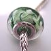 Murano Style Glass Lampwork 925 Bead Fits Pandora Green with Lt Green Swirl and White Dots, 14mm (1)