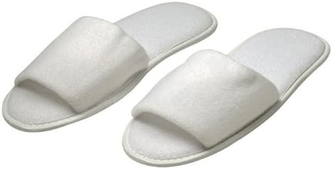 Open Toe Cotton Slippers w/ Non-Skid Sole - Spa Slippers / Bath Slippers (One Size)
