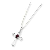 Sterling Silver Ruby Cross Necklace with 18 inch Sterling Silver Chain