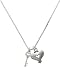 Small Clear AB Swarovski Crystals Oval Key and Silver Heart Charm Necklace