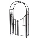 Panacea Products Arched Top Garden Arbor with Gate, Brushed Bronze