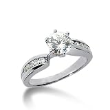 0.75 Ct Diamond Engagement Ring Round Channel Accent 14k White Gold