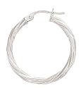 9ct White Gold Ribbed Hoop Earrings