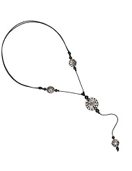 16.4 Cts Black Onyx Beads Genuine Diamond Macrame Silver Disc Connector Charms Necklace Jewelry