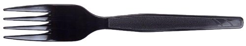 Dixie FM527 Medium Weight Polystyrene Fork, 6.31" Length, Black (Case of 2,000)