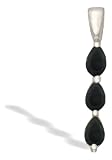 14K White Gold Genuine Pear Black Onyx 3-Stone Pendant