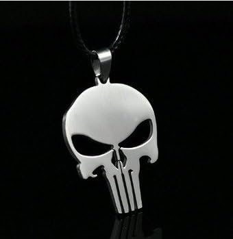 MARVEL SUPER HERO SKULL The PUNISHER DARK KNIGHT Stainless Steel Leather Chain Pendant Necklace