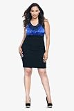 Torrid Plus Size Blue Satin & Black Ponte Necklace Dress