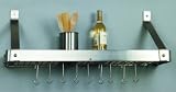 38 x 8 1/2 Satin Nickel Bookshelf Pot Rack w/ 12 Hooks