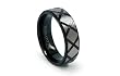Black PVD Titanium Ring with diamond shape satin finish center and High Polish Band 7mm