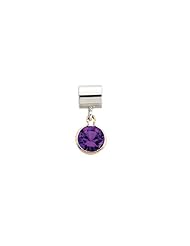 February Birthstone Dangle and Silver Slide for 3mm Bracelets