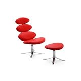 Corona Chair with Ottoman in Red