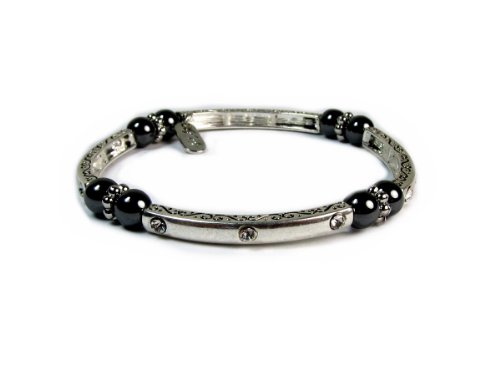 Magnetic Hematite Healing Stretch Bracelet with Crystals