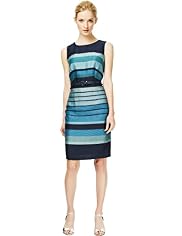 Autograph Linen Rich Striped Dress with Belt