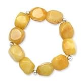 .925 Silver & Yellow Jade Nugget Stretch Bracelet