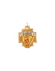 25.00x22.50 mm Head of Jesus Crown Cross Pendant with Diamond in 14K Yellow Gold