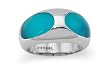Stainless Steel Women's Ring with blue resin inlay