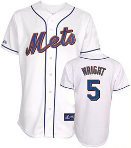 MLB David Wright New York Mets Youth Short Sleeve 6 Button Synthetic Replica Jersey (White, Small)