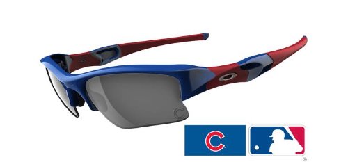 Chicago Cubs Official On-Field MLB Flak JacketÂ® XLJ Blue/Red Sunglasses with Black Iridium Lenses - by Oakley