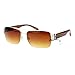 Mens Luxury Half Rim Rectangular Designer Fashion Sunglasses Gold Brown