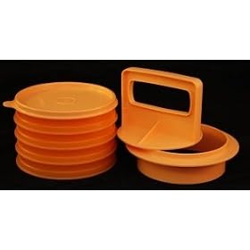 Tupperware Large Hamburger Press and Freezer Set Orange by Tupperware