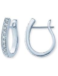 0.60 ct Ladys Round Cut Diamond Haggies Earrings in 14 karat White Gold