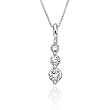 3 Diamond Pendant 1 ct. in 14K White Gold with Chain