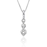 3 Cubic Zirconia Pendant 1 ct. in Sterling Silver with Chain