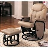 Bone leatherette Cushion Swivel Glider recliner with Ottoman