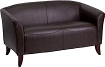 Big Sale Flash Furniture 111-2-BN-GG Hercules Imperial Series Leather Love Seat, Brown/Cherry