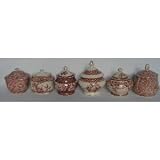 RED FLORAL SUGAR DISHES - REGENCY COLLECTION ASSORTED RED FLORAL SUGAR DISHES, SET OF 6