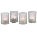 Flameless Tealight Candles with Glass Votive Set of 4