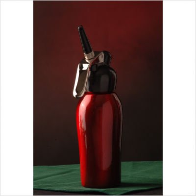 "Liss 1-pt. Liss Home Line Cream Whipper, Black/Red." "Liss 1-pt. Liss Home Line Cream Whipper, Black/Red."