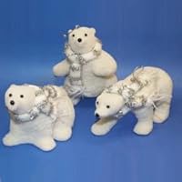 Ice Palace Sitting White Fuzzy Arctic Polar Bear Christmas Ornament