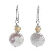 Earrings With Precious Stones - Genuine Citrines and Mother of pearls Well Made in 925 Sterling silver Length 28.5mm