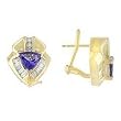 14K Yellow Gold Tanzanite and Diamond Earrings