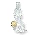 Sterling Silver Cat w/ Vermeil Flower Charm with 20 inch Sterling Silver Chain