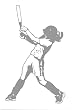 Girl Softball Batter Sudden Shadows