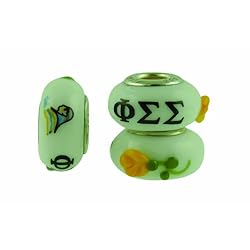 Phi Sigma Sigma Sorority Hand Painted Fenton Glass Bead