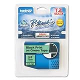 Brother 3/4 Inch x 26.2 Feet Black on Green for P-Touch (TZ741)