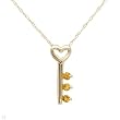 Heart Necklace With Genuine Citrines Made in Yellow Gold Length 18in